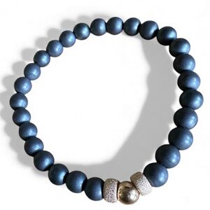Matte 6mm Hematite Stretch Bracelet w/ 14K Gold Filled Spacers